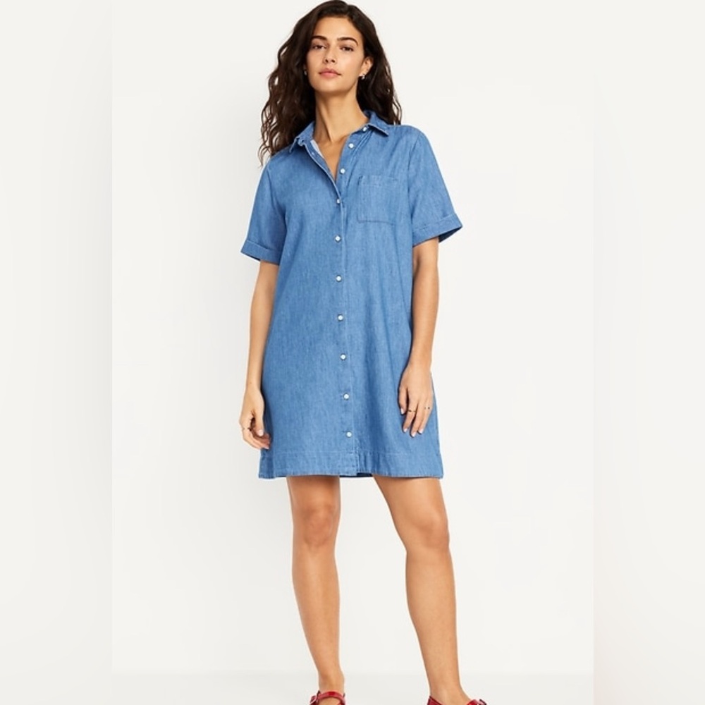Button Down Jean Shirt Dress - Old Navy